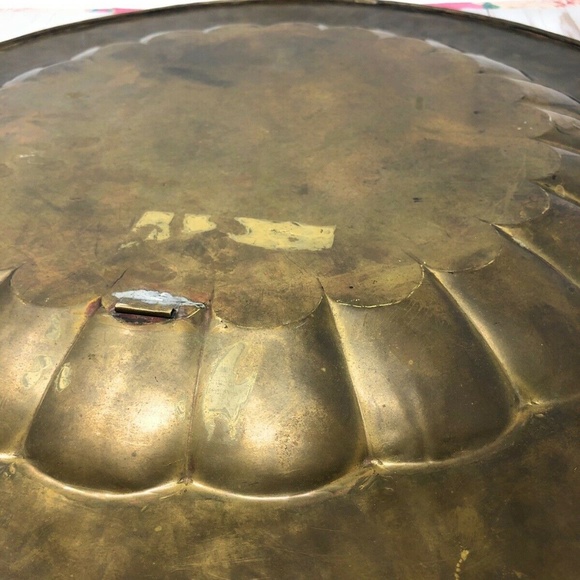 Vintage BRASS Hand Engraved Tray Platter Mid Centu - Picture 2 of 8